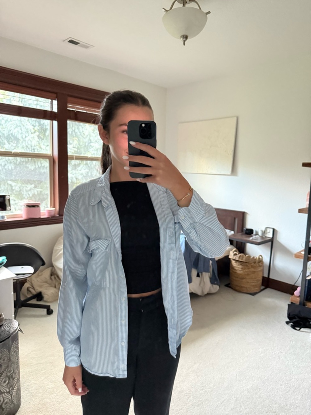 Babaton Light Blue & White Striped Shirt